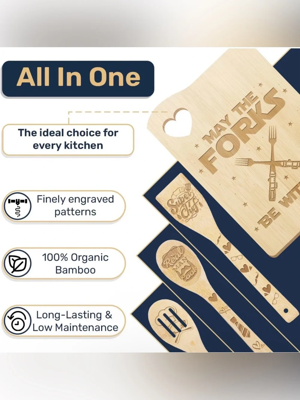 BUY NOW! May The Fork Be with You Cutting Board Set - NEW Organic Bamboo
